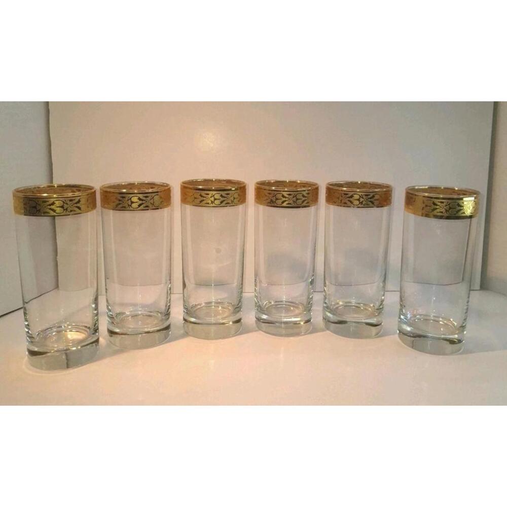 Glasses 5.5” Rare Set of 6 Made in Italy Handmade Décor 1960s